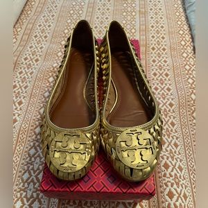 Tory Burch Gold Ballet Flats